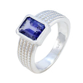 Constanza Blue Solitaire Ring for Women in Sterling Silver
